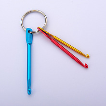 Honeyhandy Aluminum Crochet Hooks Keychain, with Iron Key Rings, Colorful, Pin: 3mm, 4mm, 5mm