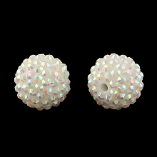 Honeyhandy AB-Color Resin Rhinestone Beads, with Acrylic Round Beads Inside, for Bubblegum Jewelry, White, 12x10mm, Hole: 2~2.5mm