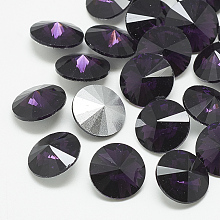 Honeyhandy Pointed Back Glass Rhinestone Cabochons, Rivoli Rhinestone, Back Plated, Faceted, Cone, Tanzanite, 10x5mm