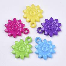 Honeyhandy Opaque Acrylic Pendants, Flower, Mixed Color, 26x20x4mm, Hole: 3mm, about 500pcs/500g