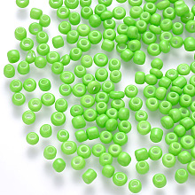 Honeyhandy 12/0 Baking Paint Glass Round Seed Beads, Lime Green, 1.5~2x1.5mm, Hole: 0.5~1mm, about 30000pcs/pound