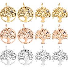 DICOSMETIC 3 Colors Stainless Steel Pendants DIY Antique Golden Tree of Life Charms Pendants 3mm Flat Round with Tree Charms for Jewelry Making Crafting Findings Accessory