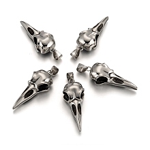 Honeyhandy 304 Stainless Steel Big Pendants, Bird Skull, Antique Silver, 56x21.5x14.5mm, Hole: 10x7mm