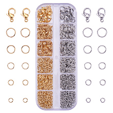 PandaHall Elite 720 Pcs 304 Stainless Steel Open Jump Ring Diameter 4~8mm with 20 Pcs Lobster Claw Clasp 2 Colors for Jewelry Making