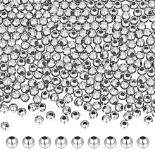 Unicraftale 304 Stainless Steel Hollow Round Seamed Beads, for Jewelry Craft Making, Stainless Steel Color, 5mm, Hole: 2mm, 500pcs/box