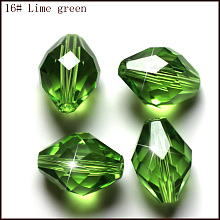 Honeyhandy Imitation Austrian Crystal Beads, Grade AAA, Faceted, Bicone, Lime Green, 10x13mm, Hole: 0.9~1mm