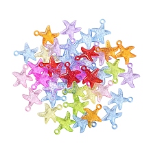 Arricraft Transparent Acrylic Pendants, Starfish, Mixed Color, 27~27.5x24.5x5mm, Hole: 3mm, 100pcs/bag