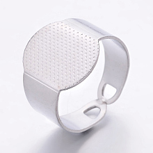 Honeyhandy Cuff Pad Ring Bases, Brass, Platinum Color,Size: about 16mm inner diameter, 15mm wide, Tray: 15x11mm