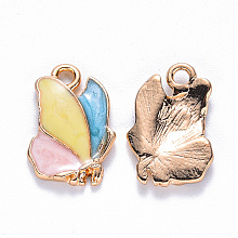 Honeyhandy Alloy Enamel Pendants, Butterfly, Light Gold, Colorful, 18x11.5x2.5mm, Hole: 1.8mm