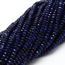 ARRICRAFT Dyed Natural Malaysia Jade Rondelle Beads Strands, Faceted, Dark Blue, 4x2~3mm, Hole: 1mm; about 115pcs/strand, 14 inches