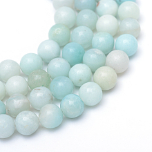 Honeyhandy Round Natural Grade A Amazonite Bead Strands, 8~9mm, Hole: 1mm, about 46pcs/strand, 15.3 inch