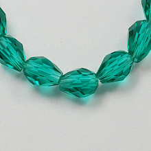 Honeyhandy Glass Beads Strands, Faceted, teardrop, Teal, 11x8mm, Hole: 1mm, about 60pcs/strand, 28 inch