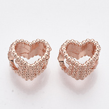 Honeyhandy Alloy European Beads, Large Hole Beads, Heart, Rose Gold, 10x11.5x7mm, Hole: 5mm