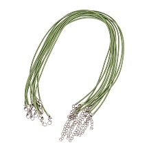 Honeyhandy Waxed Cord Necklace Making, with Zinc Alloy Lobster Clasps, Platinum, Yellow Green, 17.8 inch~18 inch(45.5~46cm), 2mm