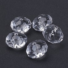 Honeyhandy Faceted Rondelle Clear Transparent Acrylic Beads for Chunky Necklaces, about 20mm in diameter, 14mm thick, hole: 3mm