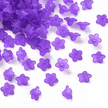 Honeyhandy Transparent Acrylic Beads, Flower, Frosted, Purple, 10x5mm, Hole: 1mm, about 420pcs/50g