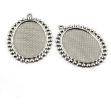 UNICRAFTALE 10pcs 25x18mm Oval Pendant Cabochon Settings Stainless Steel Pendants Bezel Pendant Trays Blanks Setting for Jewelry Making DIY Findings