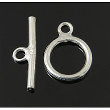 Honeyhandy Sterling Silver Ring Toggle Clasps, Ring: 11.5x8.5mm, Bar: 12x4mm, Hole: 1.8mm