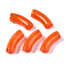 Honeyhandy Acrylic Beads, Imitation Gemstone, Curved Tube, Orange Red, 34.5x13x11mm, Hole: 3.5mm