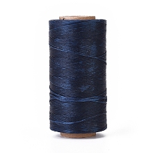 Honeyhandy Waxed Polyester Cord, Micro Macrame Cord, Waxed Sewing Thread, Flat, Prussian Blue, 0.8mm, about 284.33 yards(260m)/roll