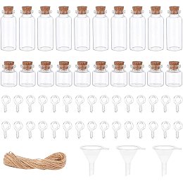 CHGCRAFT 20pcs 2 Sizes Glass Wishing Bottle Glass Jars Bottles Bead Containers Cork Bottles Tiny Wishing Drifting Bottle with Iron Screw Eye Pin Peg Bails Cord Funnel Kit