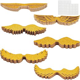 FINGERINSPIRE 120 pcs Wizard Party Chocolate Decoration with 120 pcs Glue Circles 6 Style Gold Snitch Wing Decoration for Chocolate Cake Wafer Cupcake Toppers Angle Wing Paper Cake Topper Accessories