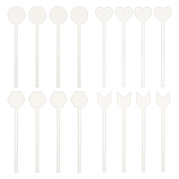 FINGERINSPIRE 24 Pcs 7.2 Inch Acrylic Cocktail Swizzle Stick 4 Styles Clear Drink Stirrer Sticks Bar Drinks Mixing Rod Cocktail Garnish Sticks for Wedding Birthday Party Bridal Shower and Holiday