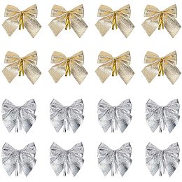 Arricraft 96pcs 2" Christmas Tree Bows Twist Tie Bows Ribbon Hair Bows Ornaments for Christmas Tree Hanging Decoration, Sewing, Wedding, Gift Decoration (Gold & Silver)