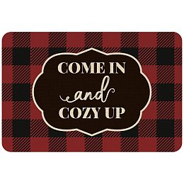 SUPERFINDINGS 23.6"x15.7" Indoor Doormat, Anti Slip, Durable & Waterproof Red Plaid Linen and Rubber Ground Mat for Front Door Inside Dirt Trapper Mats Shoes Scraper