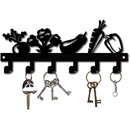 GORGECRAFT Vegetable Key Holder Hooks Cast Iron Wall Hanger Organizer Coat Rack Mounted Multi-Purpose Decorative with 6 Hooks for Pet Leash Jewelry Keys Hat Backpack Umbrella