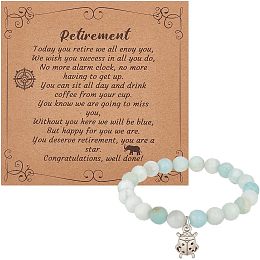 OLYCRAFT Natural Amazonite Lucky Beetle Bracelet 8mm Amazonite Lucky Bracelet with Beetle Charms Gemstone Stretch Bracelet Crystal Amazonite Bracelet for Women Men Retirement Farewell Gift