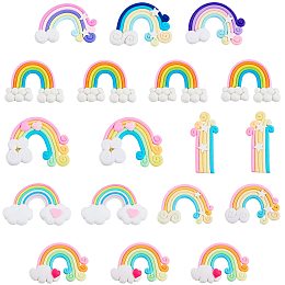 NBEADS 40 Pcs Rainbow Slime Charms Handmade Polymer Clay Beads Colorful Flatback Polymer Clay Rainbow Cloud Ornaments for DIY Crafts