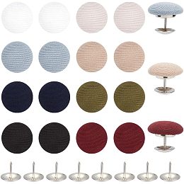 BENECREAT 32Pcs 8 Colors Cloth Covered with Metal Shank Round Buttons 17mm/0.67Inch Cloth Covered Baseball Cap Button Top Replacement for Hats Replacement Repair Jeans Blouse Sewing