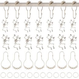 GORGECRAFT 12Pcs Skeleton Shower Curtain Hooks Skull Halloween Curtains Rings Decorative Showers Hangers Rustproof Practical Reusable Hanging Bathroom Clips for Home Decor Bedroom Accessories