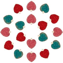 NBEADS 18 Pcs Resin Heart Charms, Druzy Love Heart Pendants, Mini Heart Charms Pendants for Necklace Bracelet Valentine's Day Jewelry Making Findings