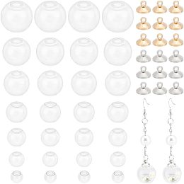 PandaHall Elite 42pcs Mini Empty Clear Glass Globe, Wish Glass Ball with Caps Fillable Ball Vial Charm Clear Ornaments Hanging for DIY Pendant Charms Stud Earring Making, 8~20x19mm