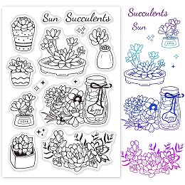 GLOBLELAND Sun Succulents Clear Stamps Transparent Silicone Stamp Seal for Card Making Decoration and DIY Scrapbooking