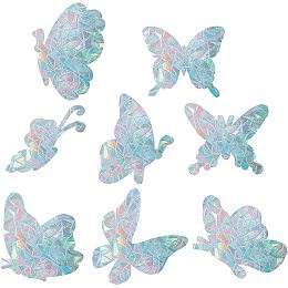 GORGECRAFT 8 Styles Butterfly Window Clings Anti Collision Rainbow Window Glass Stickers for Birds Strike Decals Non Adhesive Prismatic Vinyl Film Home Decor for Sliding Doors(16PCS)