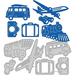 GLOBLELAND 6Pcs Vehicles Tools Metal Cutting Dies Good Trip Die Cuts for DIY Scrapbooking Easter Birthday Wedding Cards Making Album Envelope Decoration,Matte Platinum