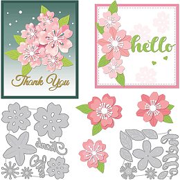 BENECREAT 2pcs Cherry Blossom Dies, Spring Stencils with Text "Thank You" Metal Carbon Steel Cutting Dies for DIY Scrapbooking Photo Album Decorative Embossing Paper Card