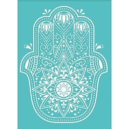 OLYCRAFT 2pcs Silk Screen Stencils Hamsa Hand Pattern Self-Adhesive Stencils Reusable Silk Screen Printing Stencil for Painting on Wood Making DIY Decoration - 5.5x7.7inch