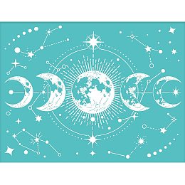 OLYCRAFT 2pcs 11x8.6 Inch Self-Adhesive Silk Screen Printing Stencil Moon Phase Pattern Mesh Transfers Cutting Stencils Reusable Washable Stencils for Printing on Wood T-Shirts