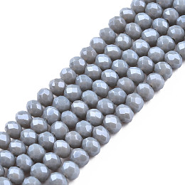 Honeyhandy Electroplate Glass Beads Strands, Pearl Luster Plated, Faceted, Rondelle, Light Steel Blue, 4x3mm, Hole: 0.4mm, about 123~127pcs/strand, 16.5~16.9 inch(42~43cm)