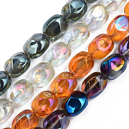 Honeyhandy Electroplate Transparent Glass Beads Strands, Oval, Mixed Color, 12x10.5x10mm, Hole: 1.2mm, about 50Pcs/strand, 23.62 inch(60cm)