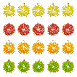 DICOSMETIC 40Pcs 4 Colors Grapefruit Slice Charms Colorful Orange Lemon Charms Cute Fruit Dangle Pendants Light Gold Alloy Enamel Pendants for Jewelry Crafts Making, Hole: 2mm