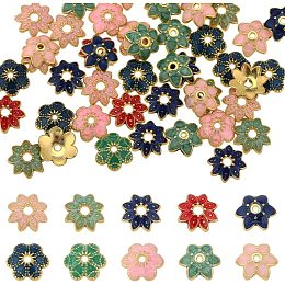 SUNNYCLUE 60pcs Beads Caps Charms - Flower Beads Caps, Enamel, 10mm, Vintage End Caps, Loose Spacer Beads for DIY Jewelry Making