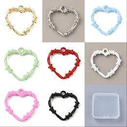 Arricraft 24Pcs 8 Colors Alloy Pendants, Hollow, Heart, Mixed Color, 23.5x24.5x3mm, Hole: 2.3mm, 3pcs/color