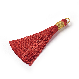 Honeyhandy Polyester Tassel Pendants, Red, 80~83x7~8mm, Hole: 5~7mm