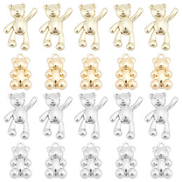 SUNNYCLUE 1 Box 40Pcs 4 Style Bear Charms Teddy Bear Charm Kawaii Lucky Animal Charm Bears Charm for Jewellery Making Charms DIY Bracelet Necklace Earring Gift Decoration Women Adult Craft Supplies