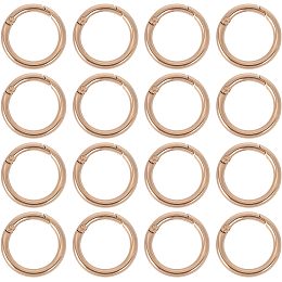 SUNNYCLUE 1 Box 16Pcs Spring Gate Rings Gold Spring O Rings Spring Key Rings Bulk Trigger Spring O Ring Spring Buckle Clip Snap Clasps Round Carabiner for Jewelry Making Keyrings Bags Purses DIY Craft